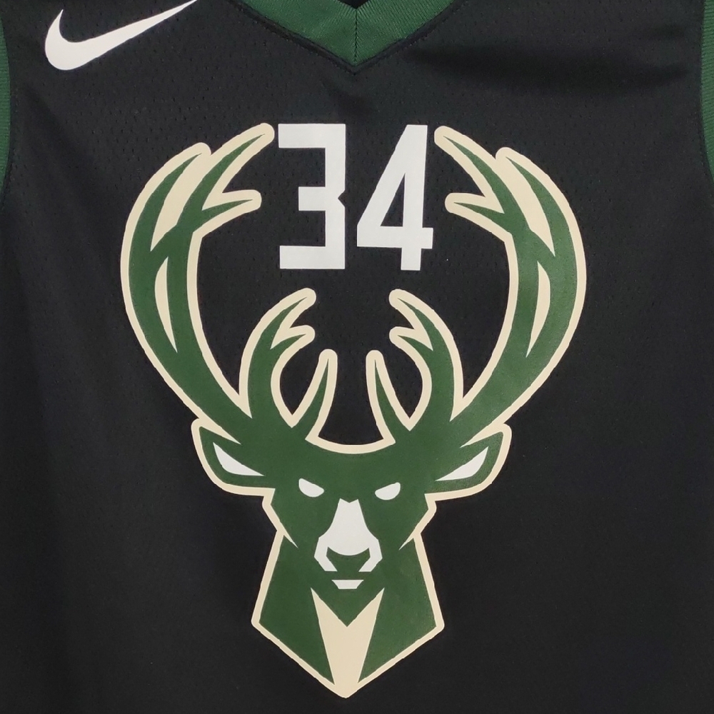 NBA Nike Black and Green Bucks Jersey - Picture 3 of 17